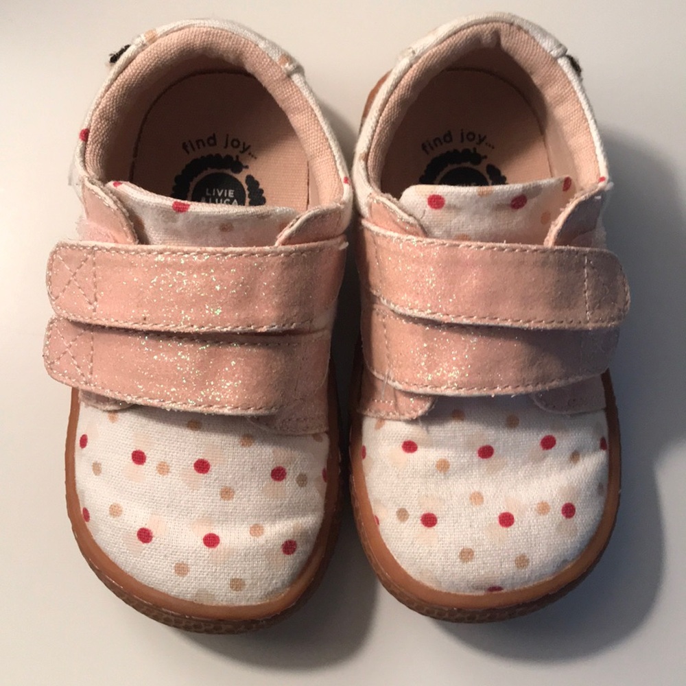 Livie & Luca pink polka dot toddler shoes
